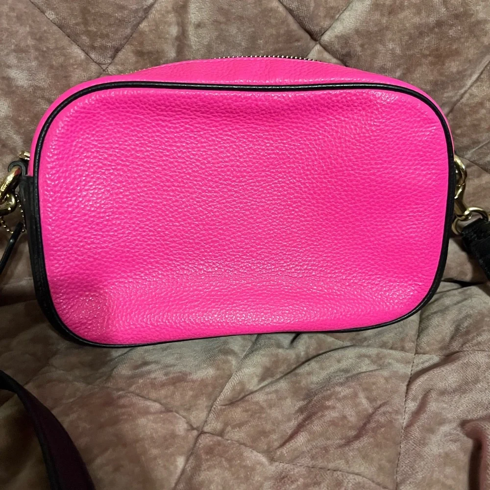 Coach Hot Pink Leather Crossbody with Black Trim